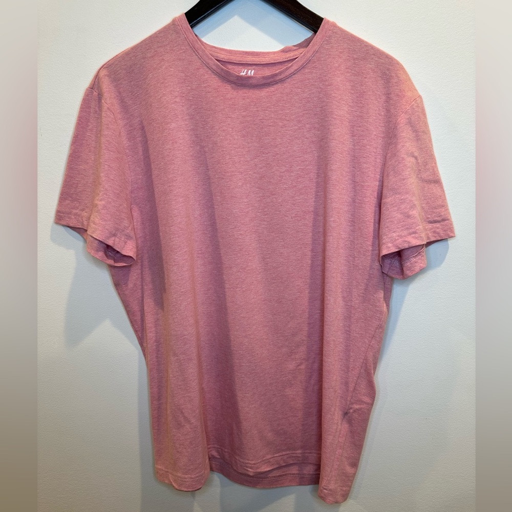 H&M Crewneck T-Shirt Heathered Pink Men’s Large Cotton Blend ***NWOT***